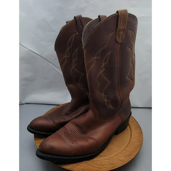Double H Brown Leather Cowboy Work Boots Men’s Size 12D Western Style Durable main image 14
